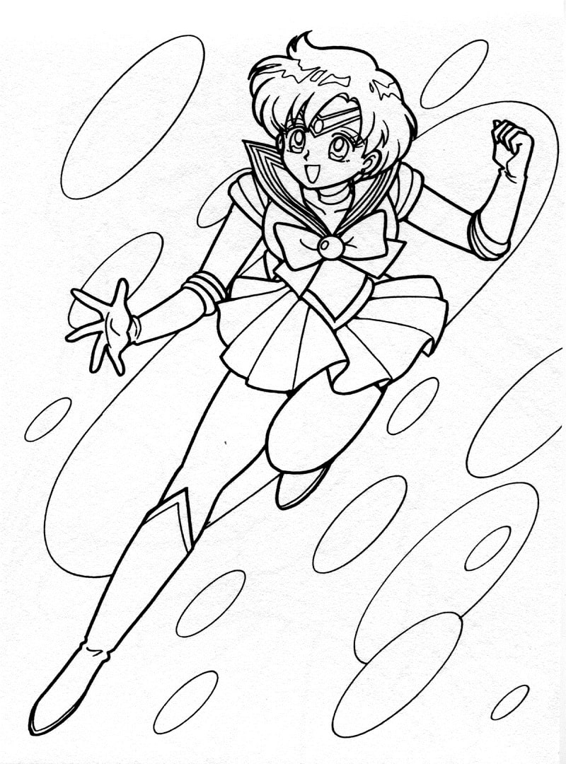 Coloriage Sailor Mercury Ami Mizuno