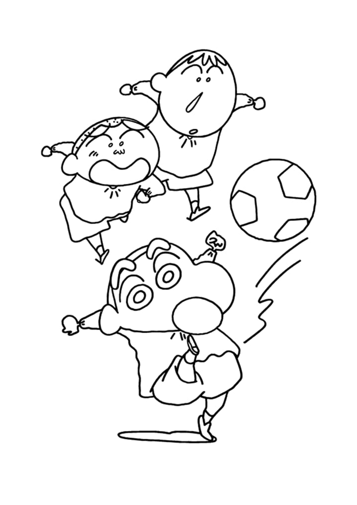 Coloriage Shinnosuke Et Ses Amis Jouant Au Football