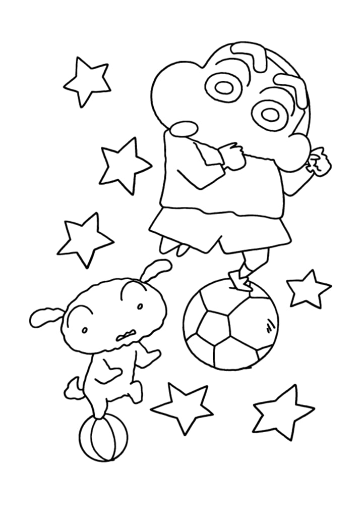 Coloriage Shinnosuke Et Shiro Avec Des Boules