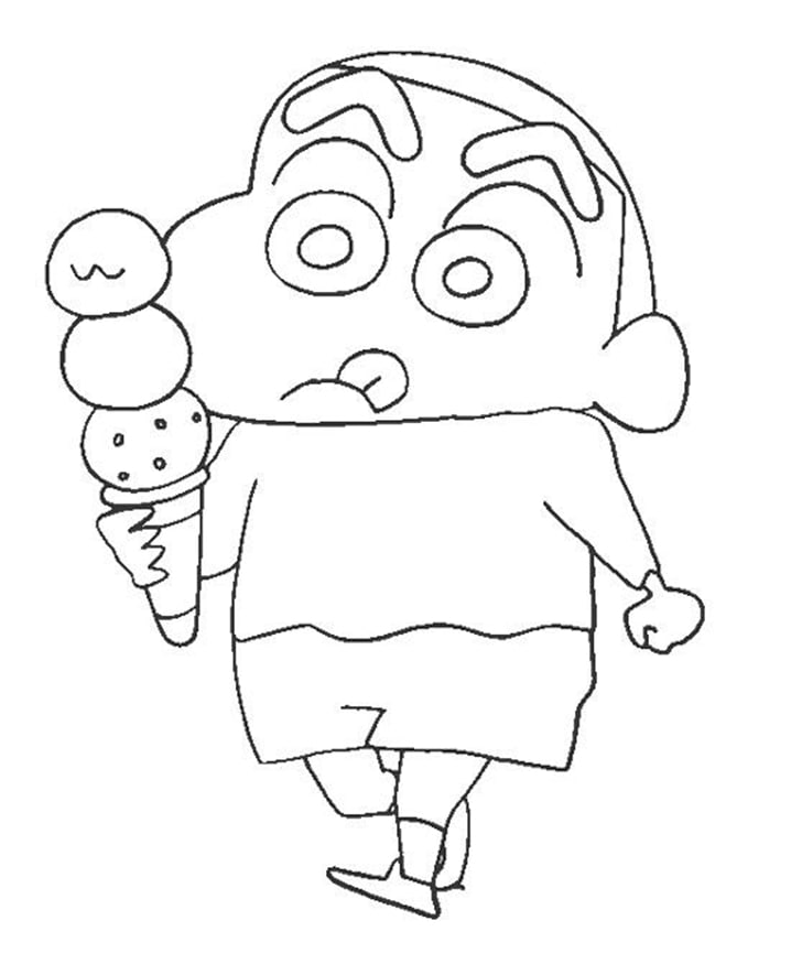 Coloriage Shinnosuke Tient Une Glace