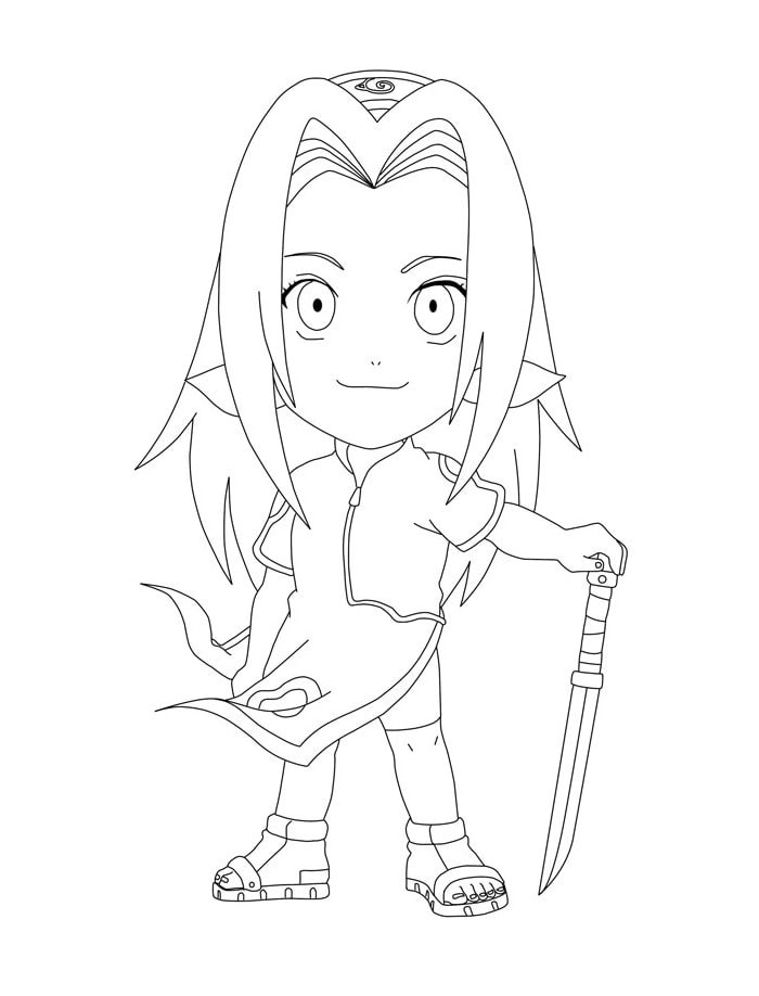 Coloriage Souriant Chibi Sakura Haruno