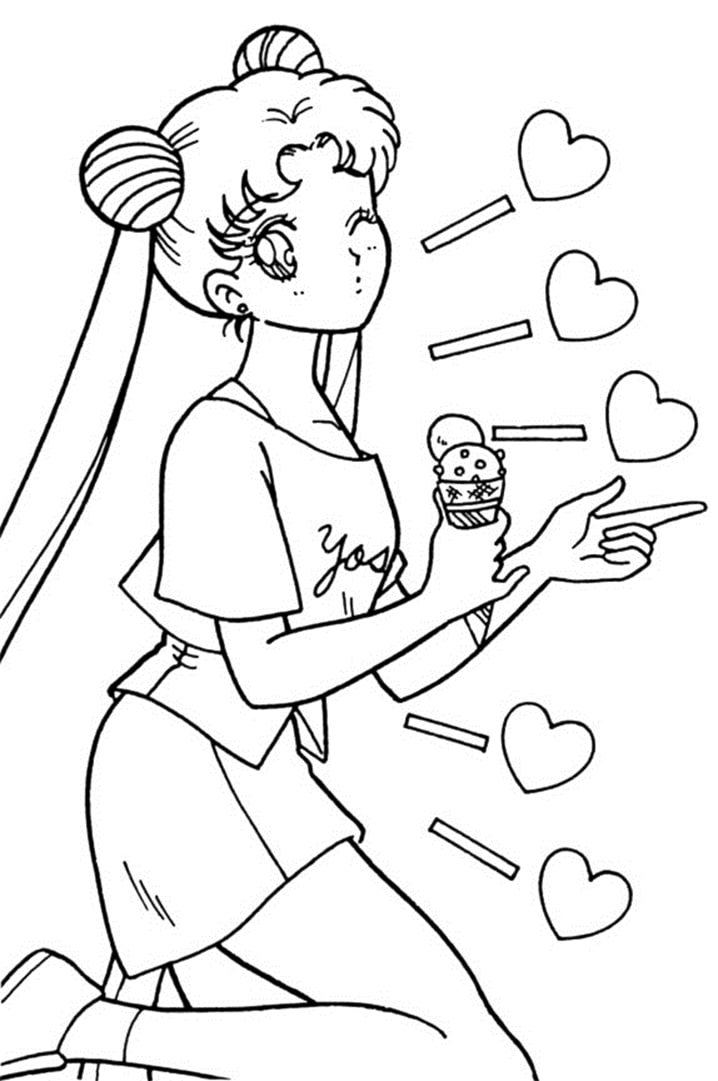 Coloriage Usagi Tsukino avec de la glace