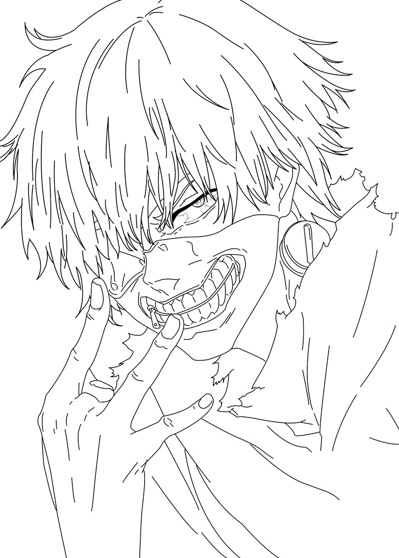 Coloriage Visage Cool De Kaneki Ken