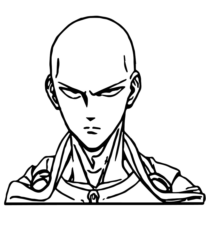 Coloriage Visage Cool De Saitama