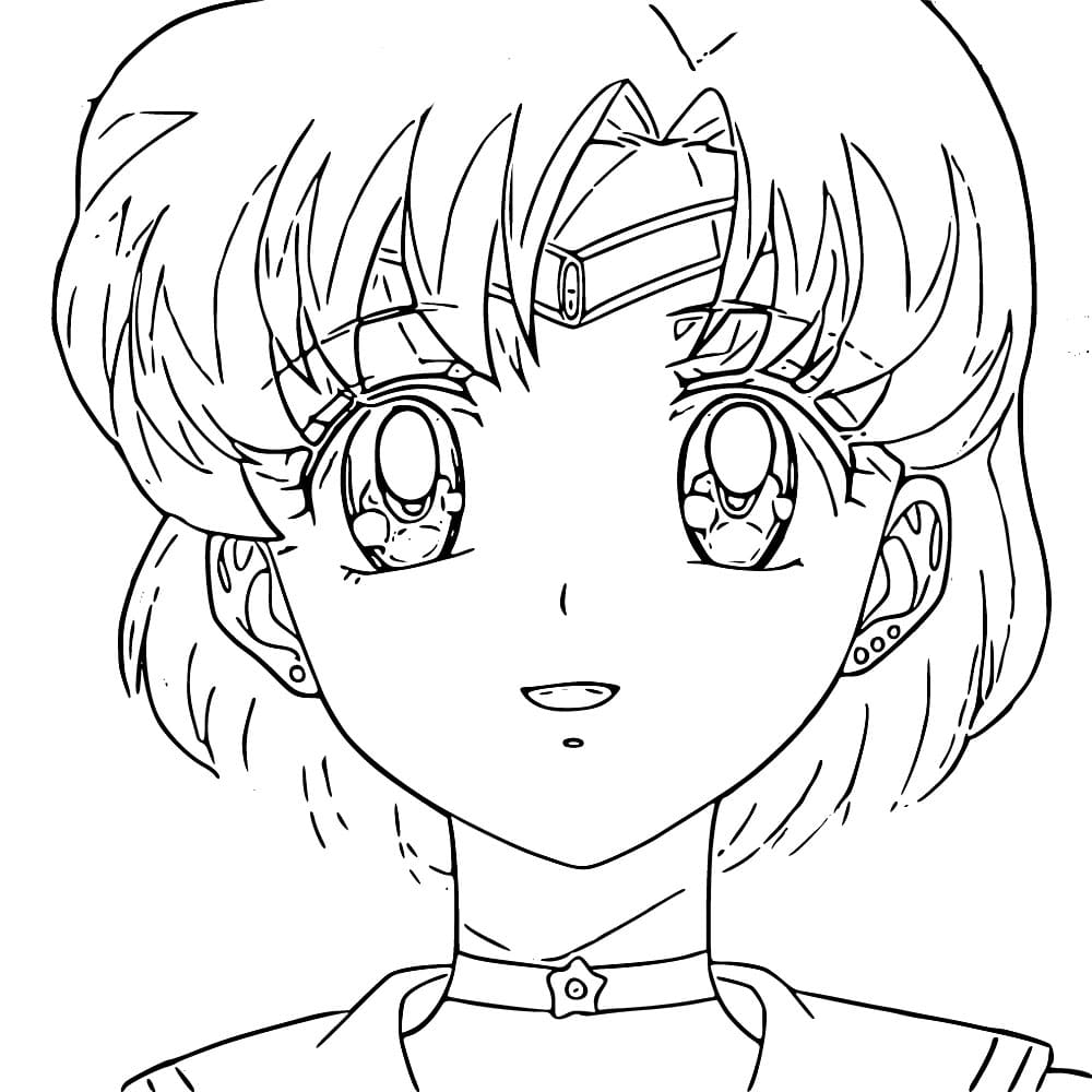 Coloriage Visage d'Ami Mizuno