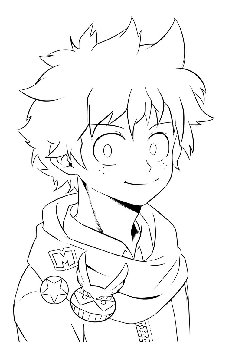 Coloriage Visage Souriant D’Izuku Midoriya