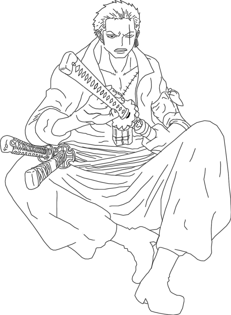 Coloriage Zoro Assis