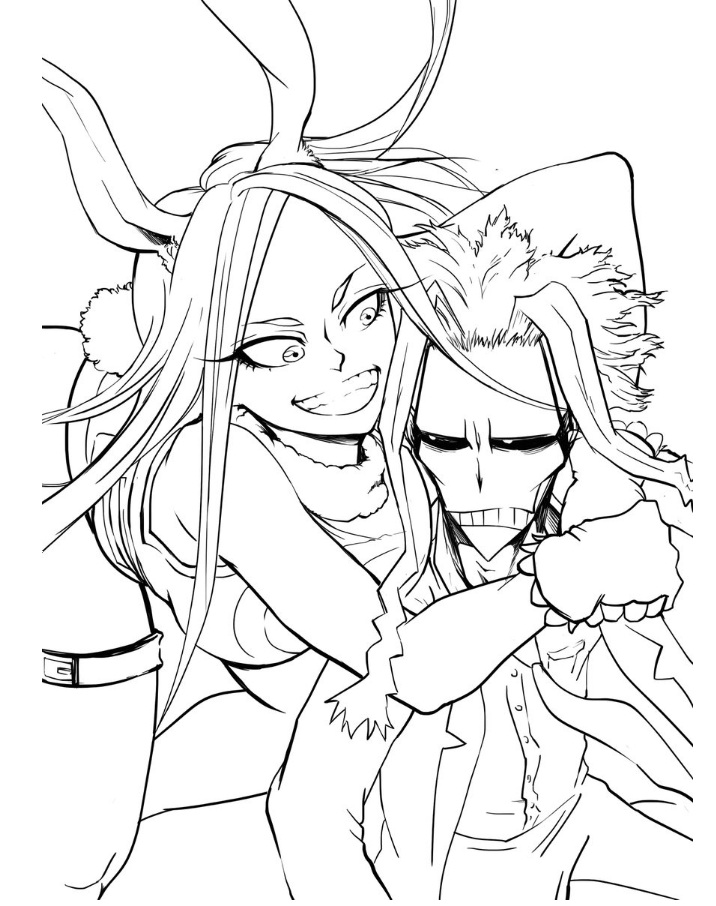 Coloriage All Might Et Uraraka