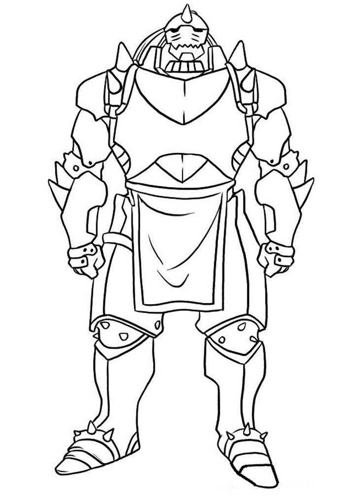 Coloriage Alphonse Elric debout contour image