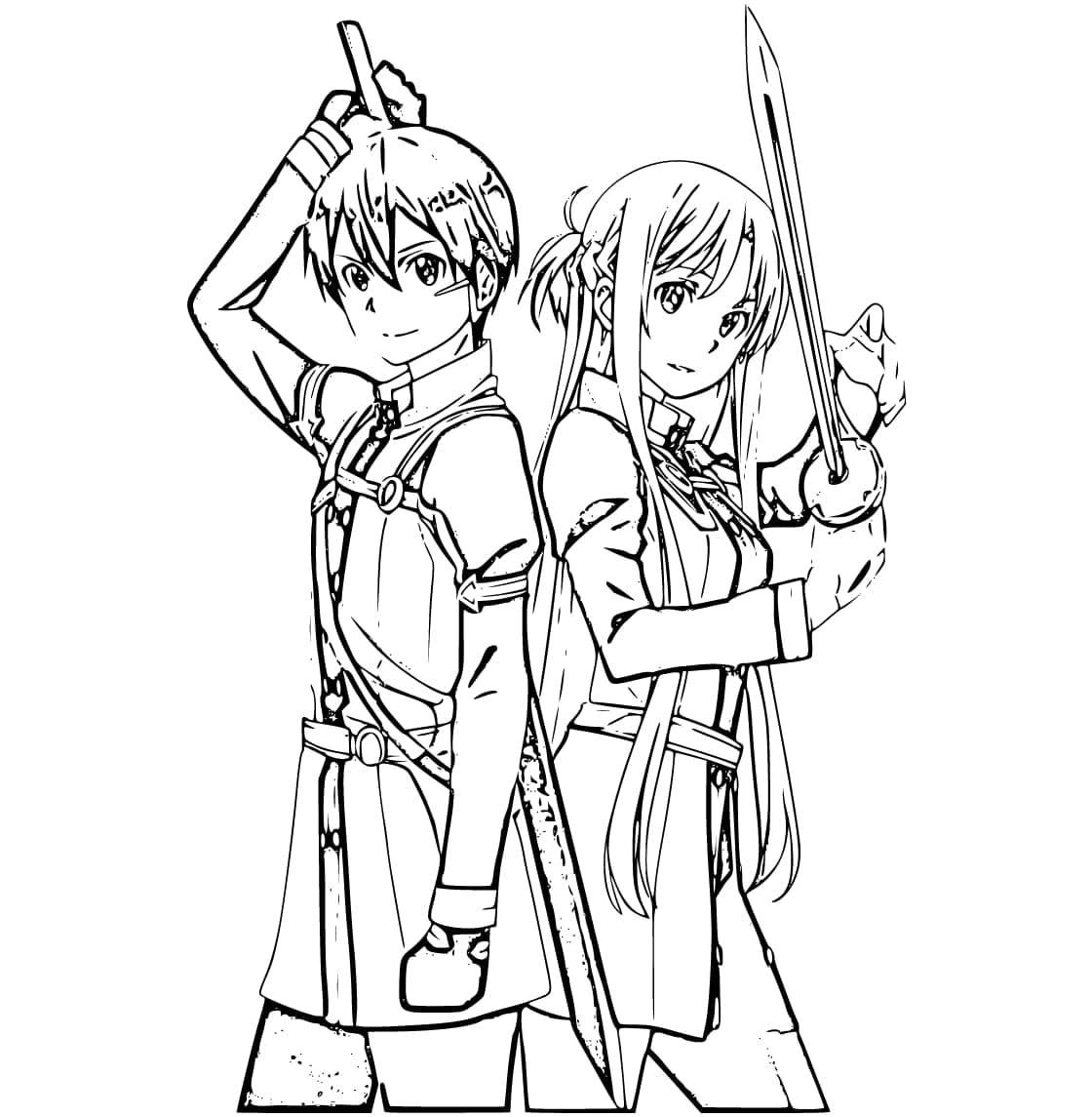 Coloriage Asuna et Kirito