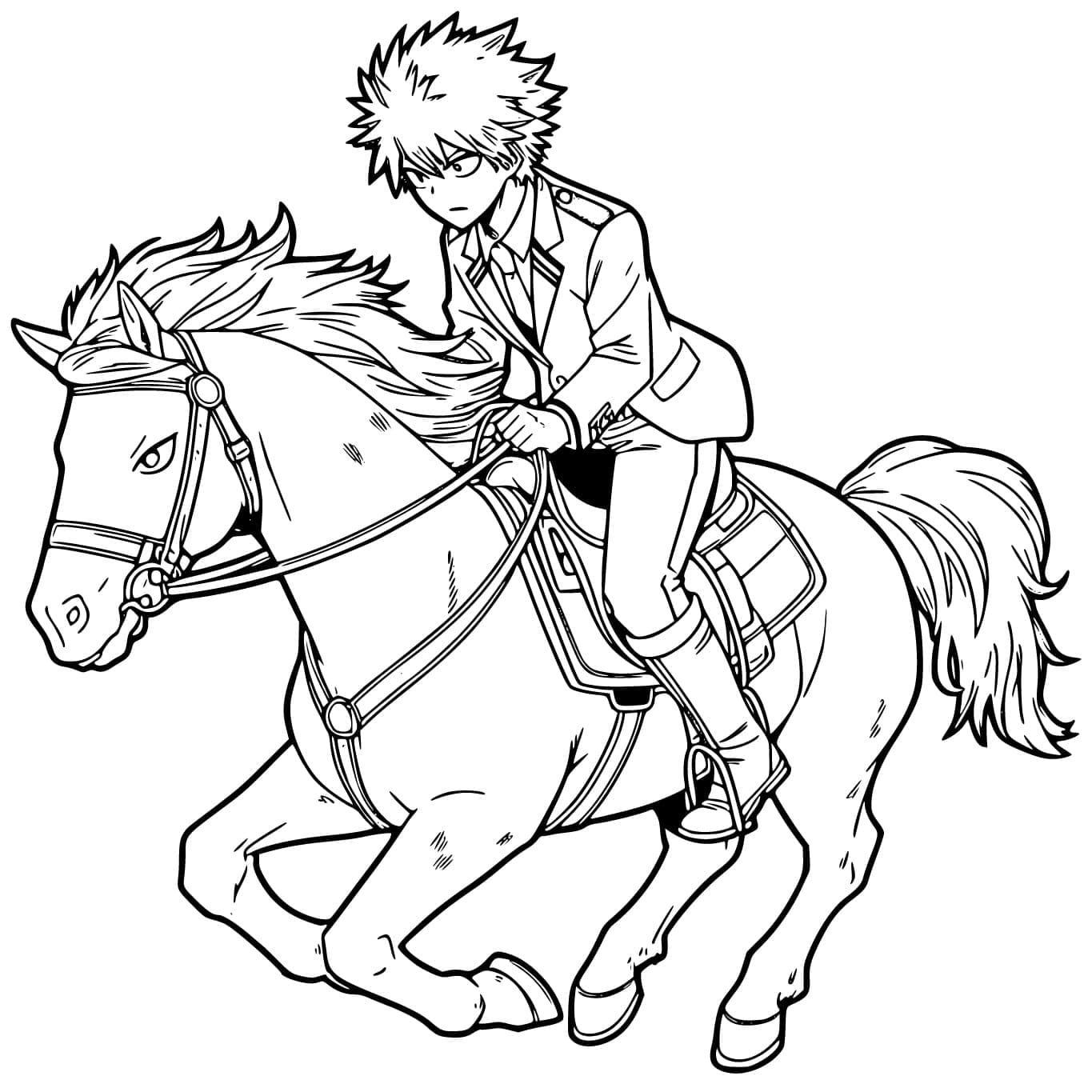 Coloriage Cheval de selle Katsuki Bakugo