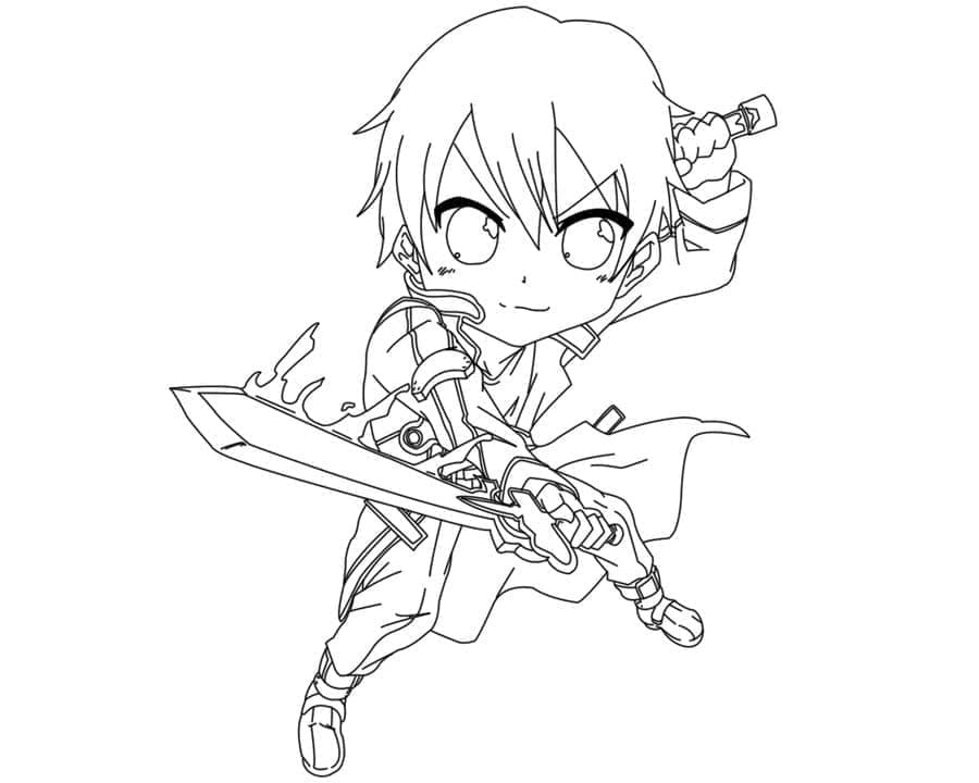 Coloriage Chibi Kirito de Sword Art Online