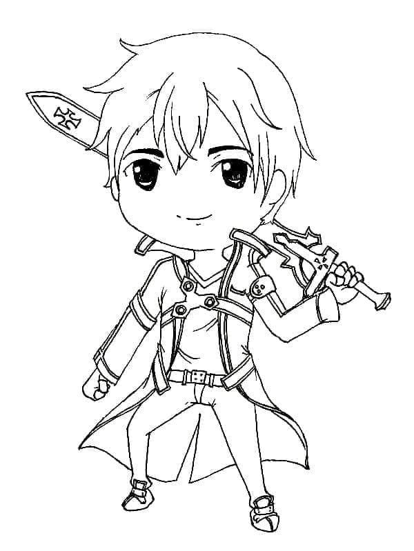 Coloriage Chibi Kirito imprimable