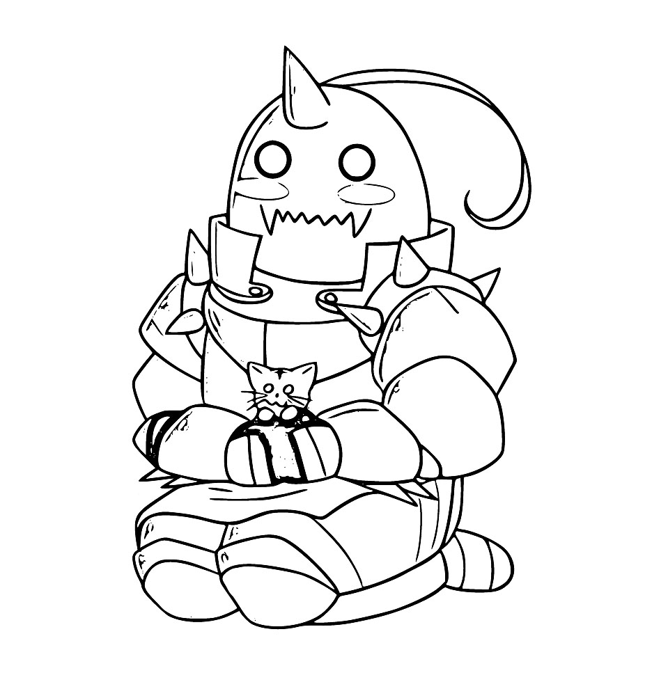 Coloriage Chibi mignon Alphonse Elric