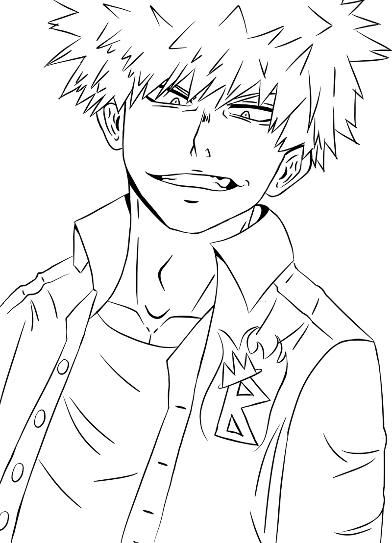 Coloriage Contour de Katsuki Bakugo