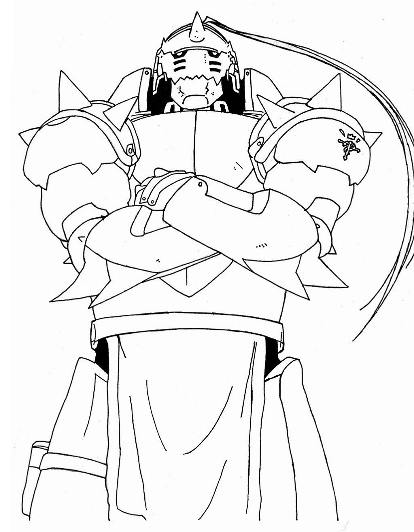 Coloriage Cool Alphonse Elric debout