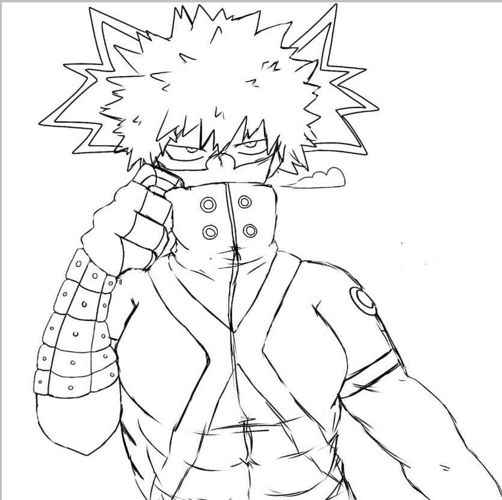 Coloriage Croquis de Katsuki Bakugo