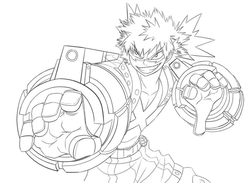 Coloriage Dessin au trait Katsuki Bakugo