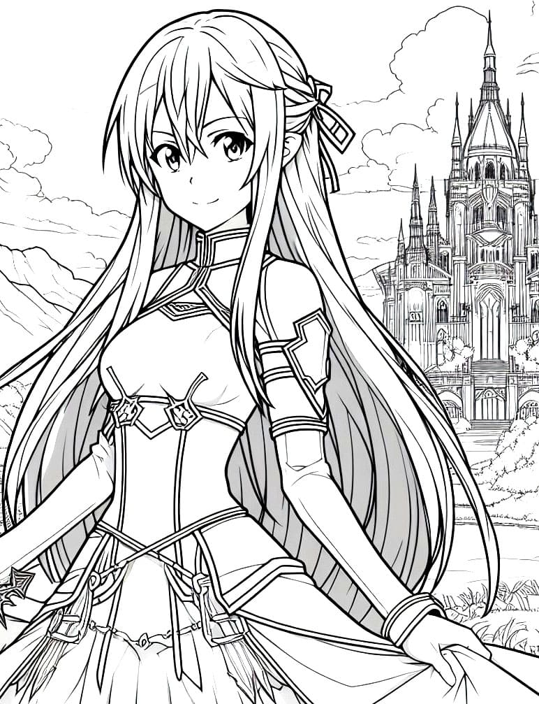 Coloriage Image de contour d'Asuna