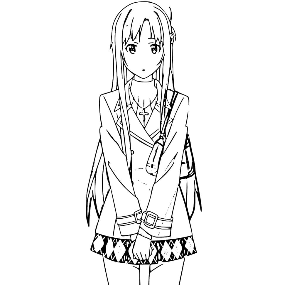 Coloriage Image de contour d’Asuna gratuite