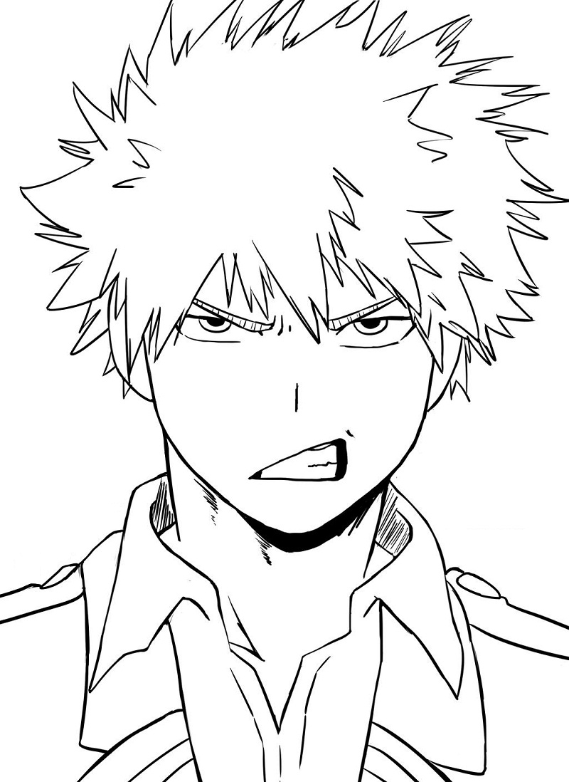 Coloriage Image de contour de Katsuki Bakugo imprimable gratuitement