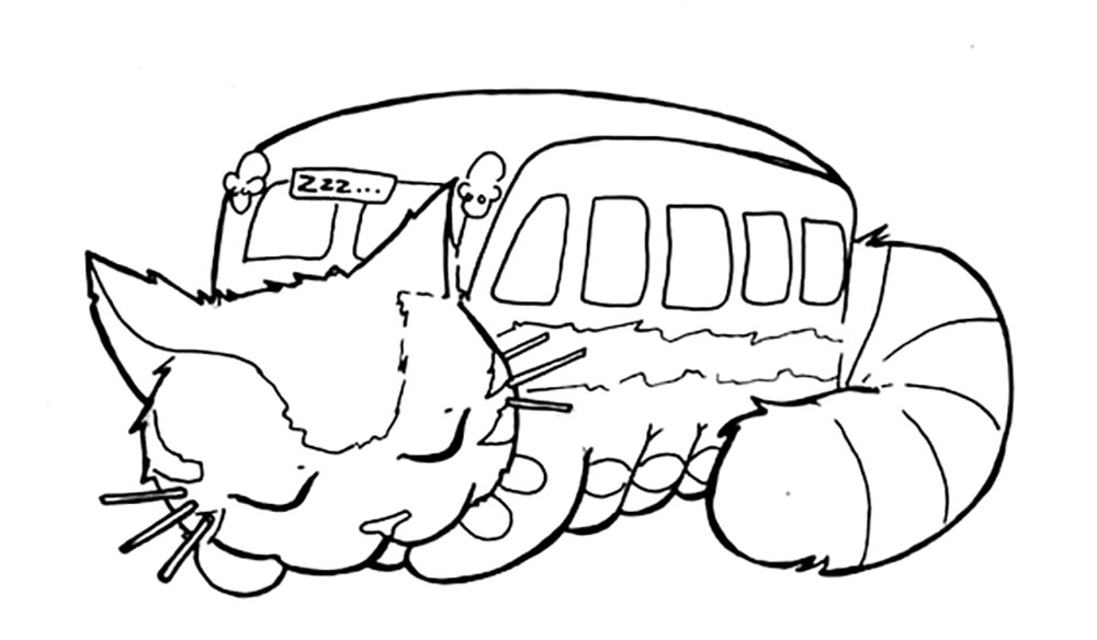 Coloriage Image endormie du Chat-bus