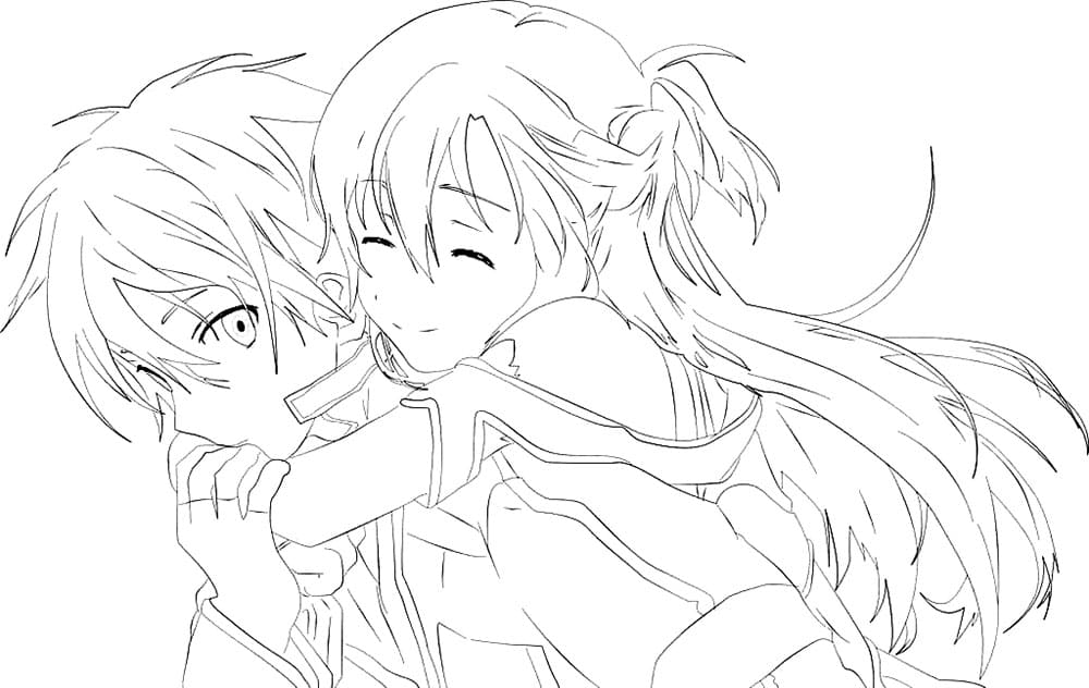 Coloriage Image gratuite Asuna et Kirito