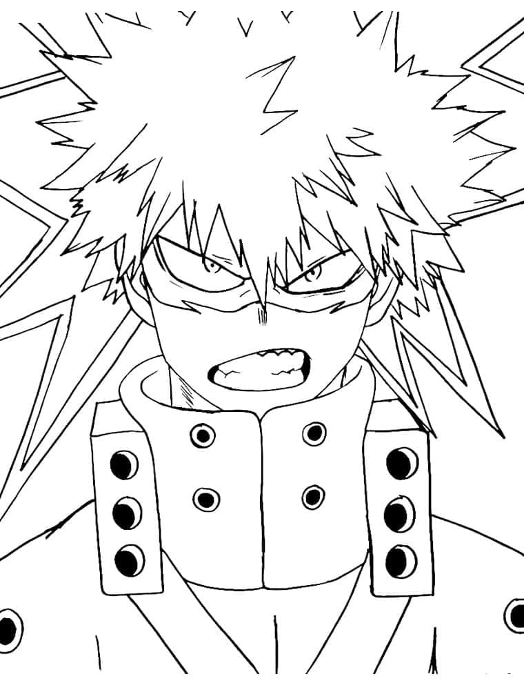 Coloriage Image Katsuki Bakugo en colère