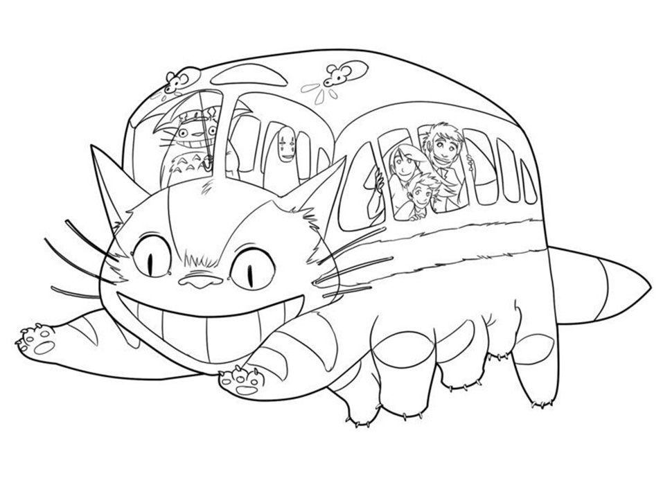 Coloriage Impression gratuite Chat-bus