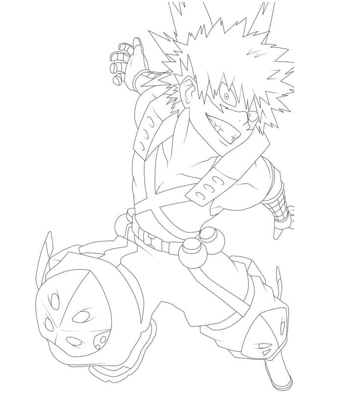 Coloriage Katsuki Bakugo attaques