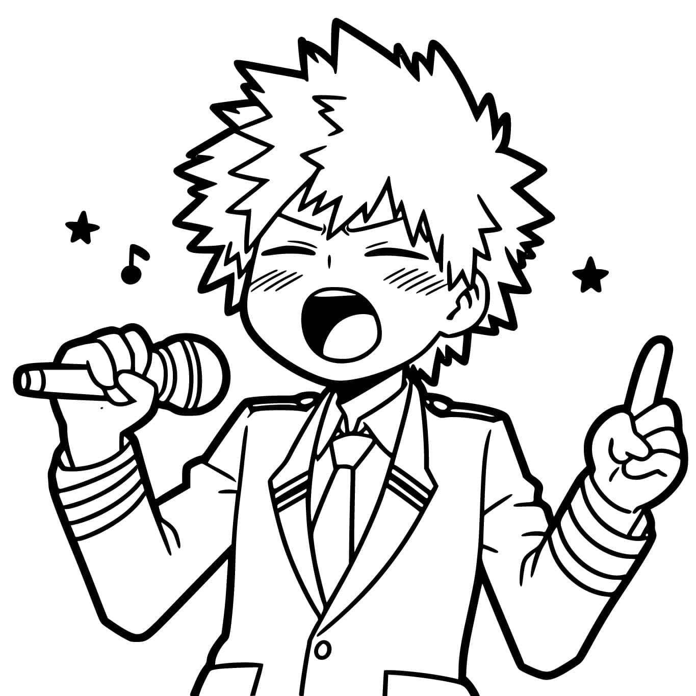 Coloriage Katsuki Bakugo chantant