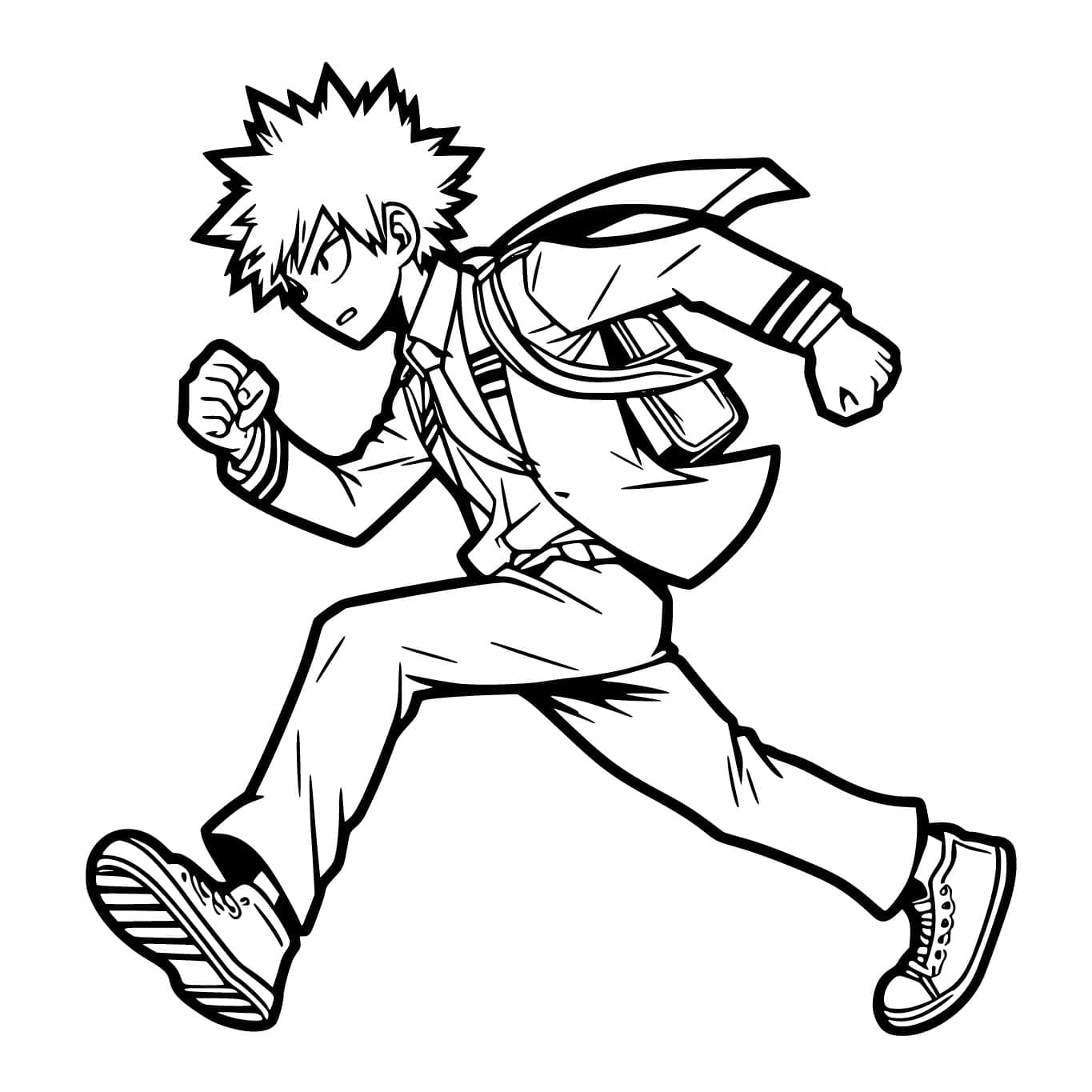 Coloriage Katsuki Bakugo court