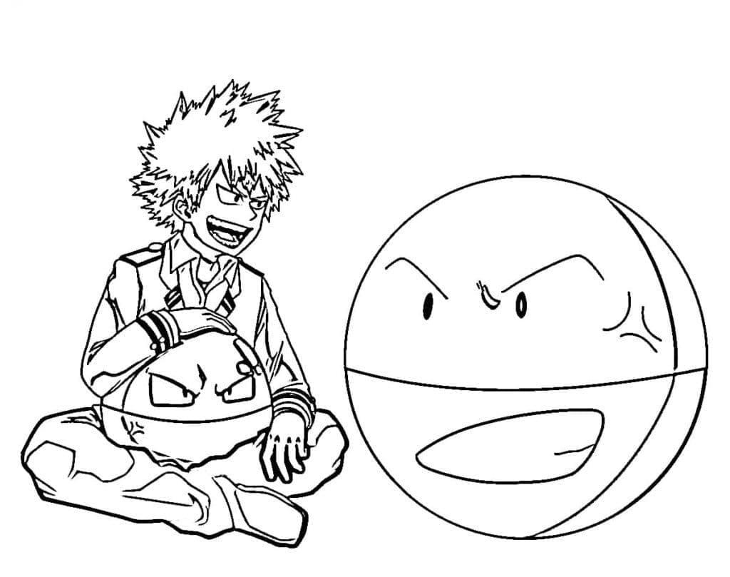 Coloriage Katsuki Bakugo et Pokémon