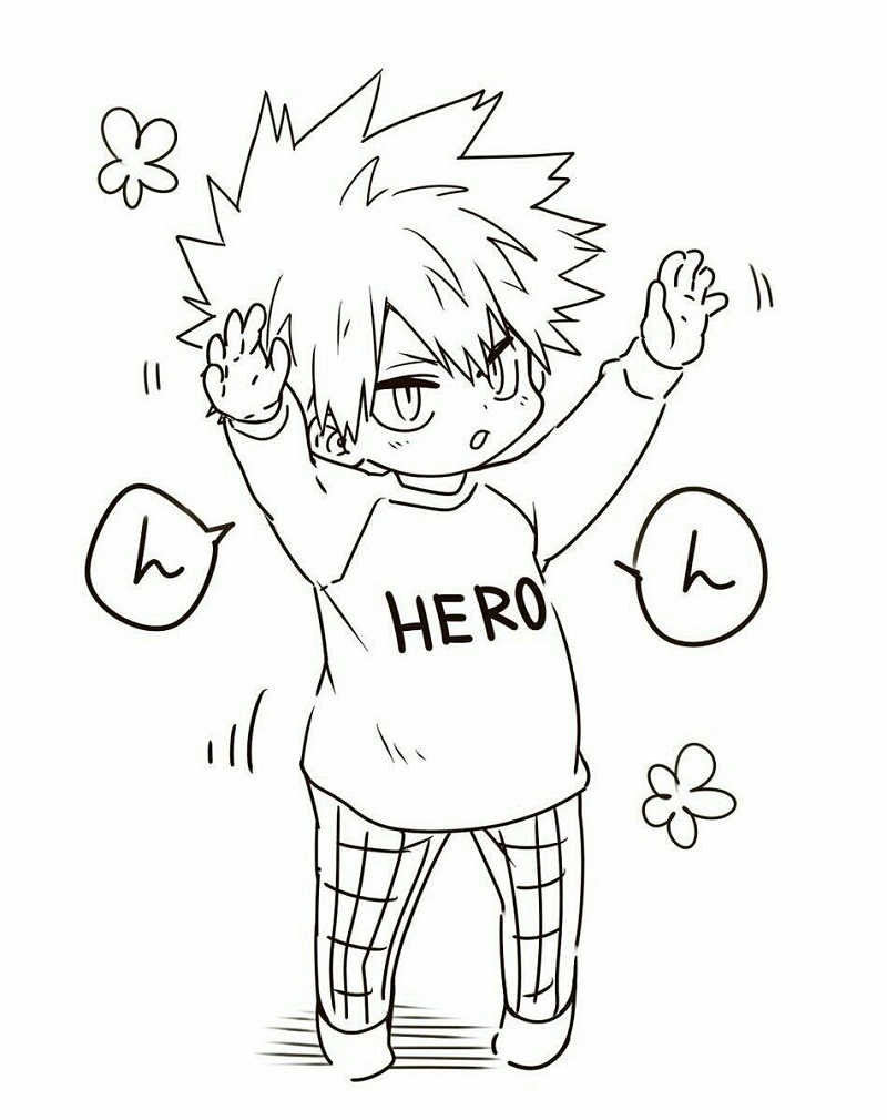 Coloriage Katsuki Bakugo mignon