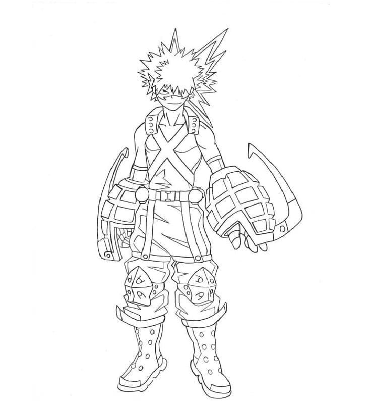 Coloriage Katsuki Bakugo pose