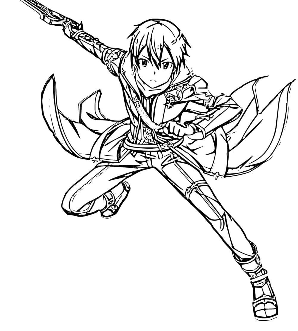 Coloriage Kirito et son épée