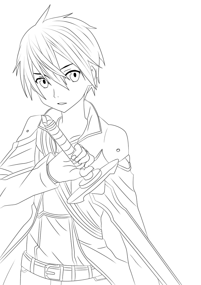 Coloriage Kirito tenant l'épée