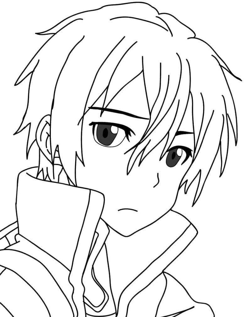 Coloriage Kirito visage triste