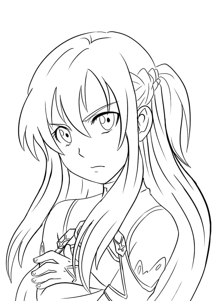 Coloriage Magnifique visage d’Asuna