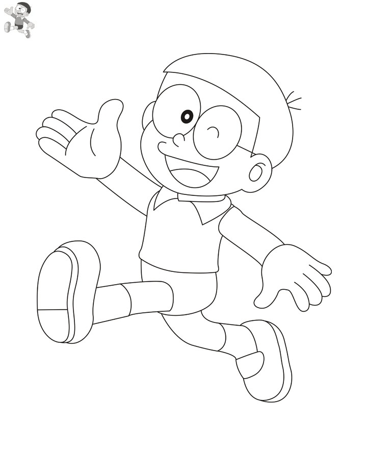 Coloriage Nobita Amusant En Cours D'exécution