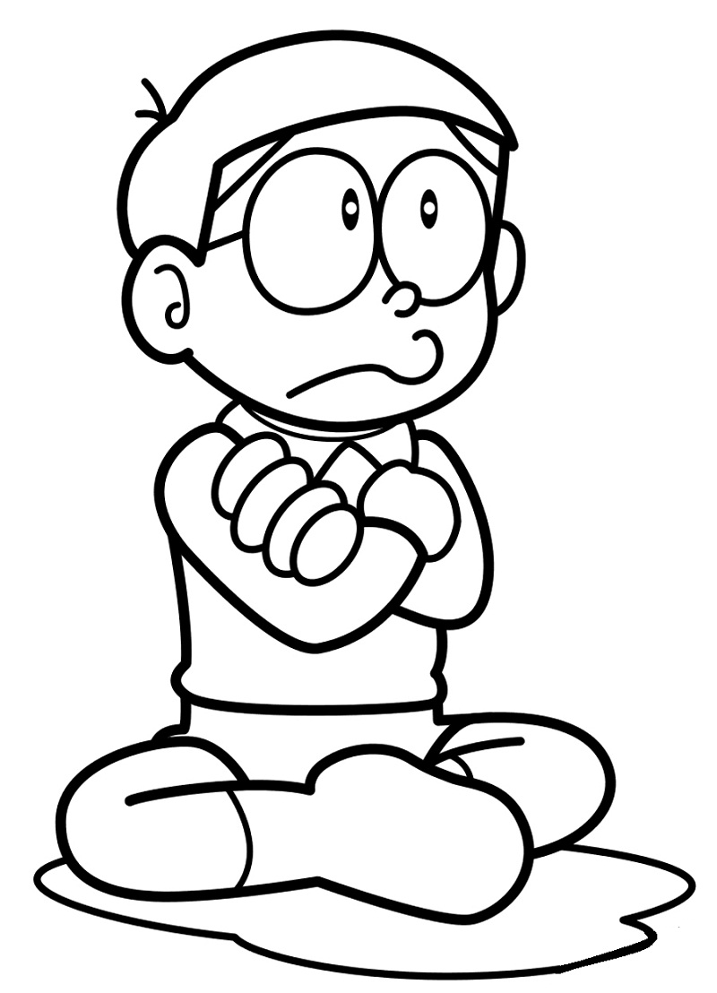 Coloriage Nobita Assise