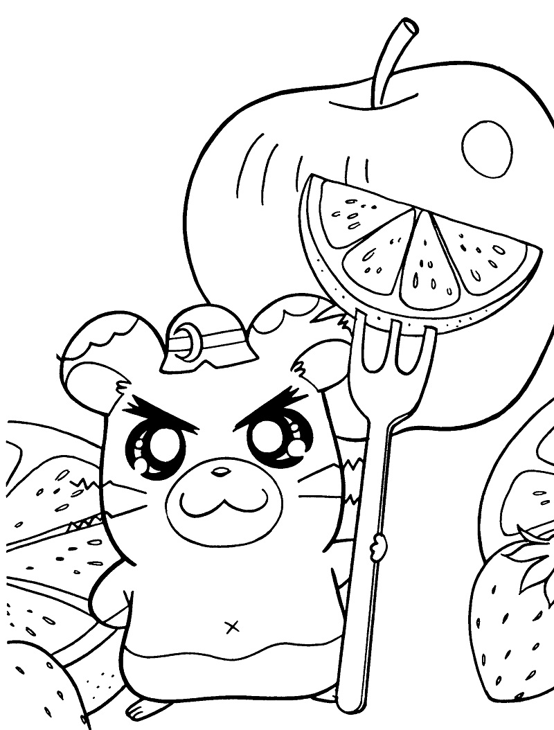 Coloriage Boss Hamtaro aux fruits