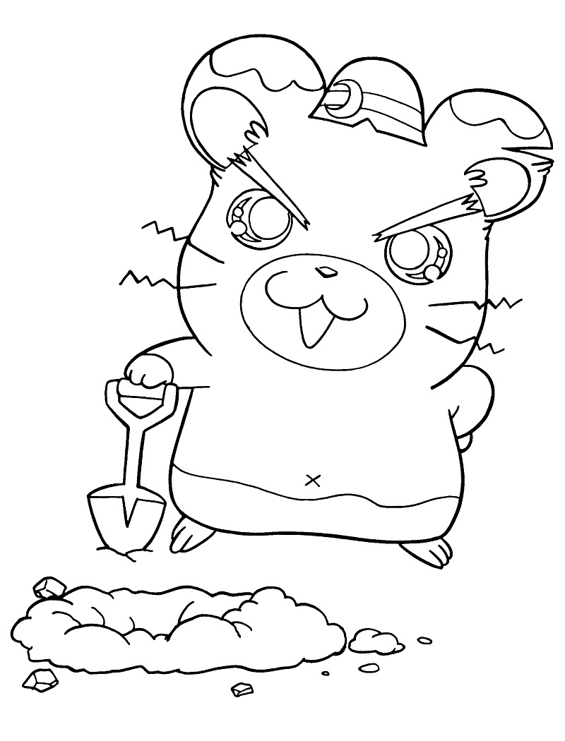 Coloriage Boss Hamtaro creuse le sol