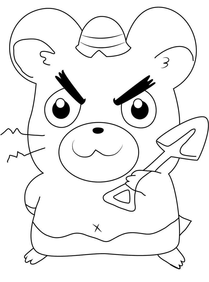 Coloriage Boss Hamtaro tenant une pelle