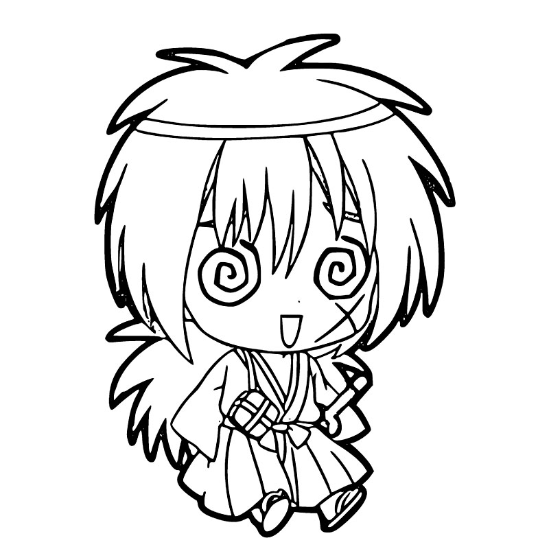 Coloriage Chibi drôle Kenshin Himura