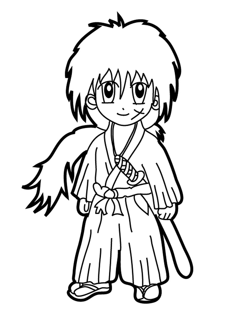 Coloriage Chibi Kenshin Himura