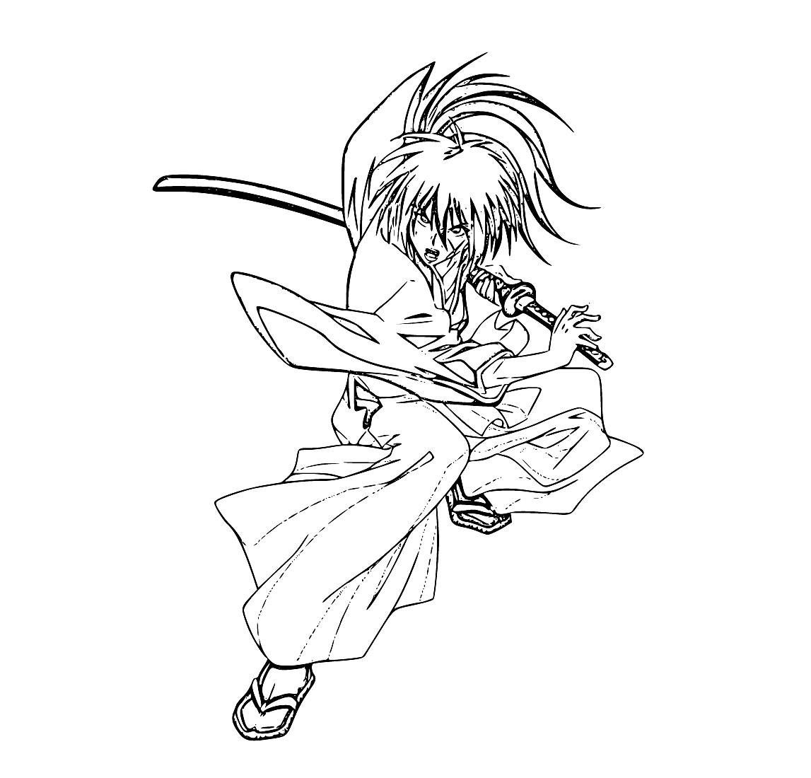 Coloriage Croquis d’Kenshin Himura