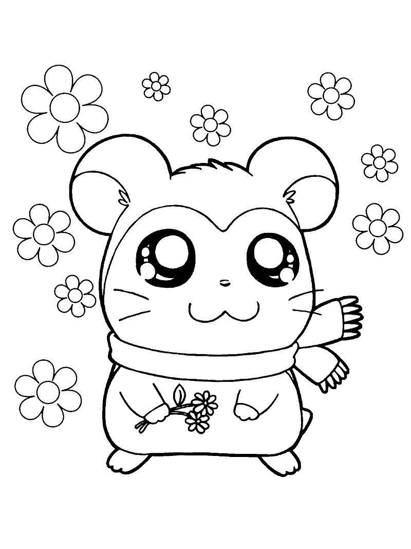 Coloriage Hamtaro est mignon avec un foulard