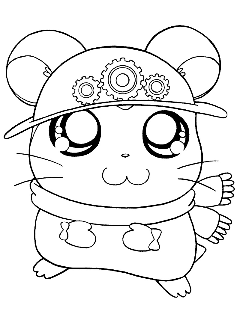 Coloriage Hamtaro portant un foulard est très mignon