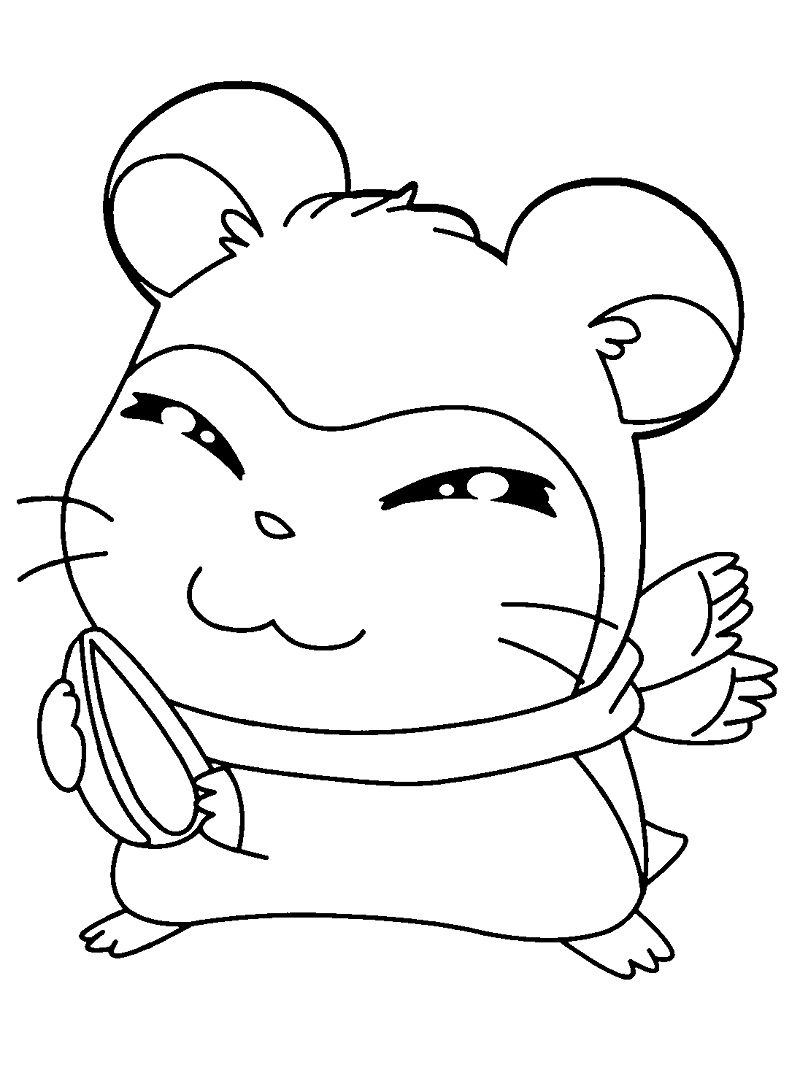 Coloriage Hamtaro porte une écharpe joyeuse